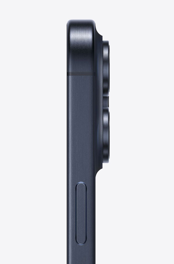 Cận cảnh khung Titan trơn nhám, mịn tay của iPhone 15 Pro Max Titan Xanh
